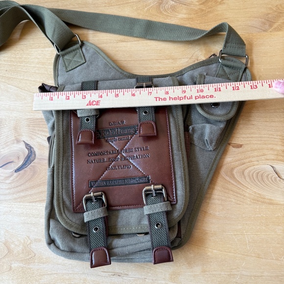 RU YI HUANG WESTERN US CATTLE SUBPACKAGE MESSENGER SATCHEL CANVAS NEVER USED - Picture 7 of 12